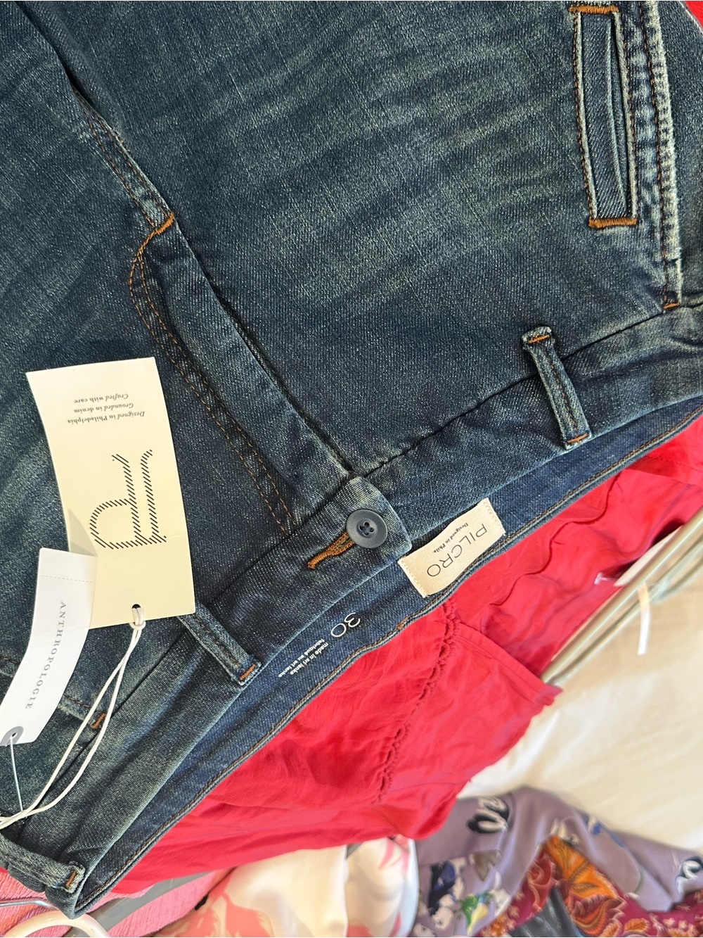 Pilcro Dark Blue Wide-Leg Flare Jeans - Picture 2 of 3